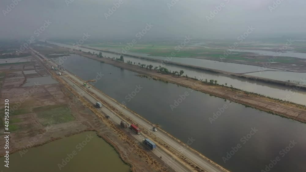custom made wallpaper toronto digitalAerial view of River flood at downtown near moro sindh city, Pakistan.
