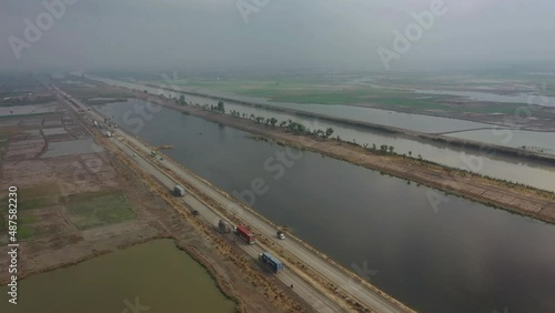 Wallpaper Mural Aerial view of River flood at downtown near moro sindh city, Pakistan. Torontodigital.ca