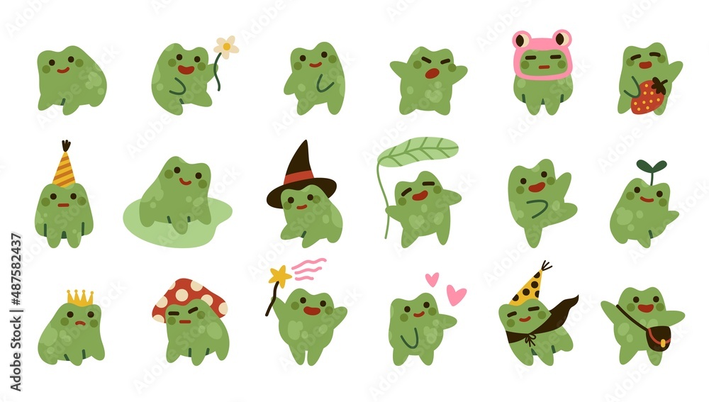 Obraz premium Vector toads and frogs set