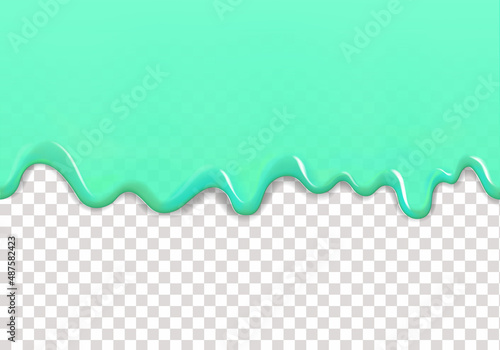 Mint Cream Melted seamless horisontal pattern. Mint icecream 3d vector