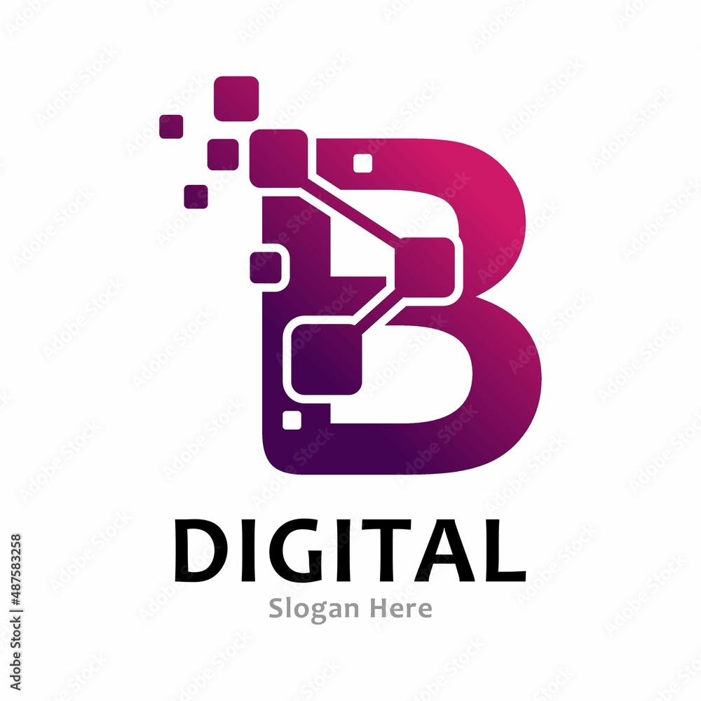 Letter B pixel digital logo, design vector. Suitable for icon app, business, initial, cards, poster, technology and art Letter B pixel digital logo, design vector. Suitable for icon app, business, initial, cards, poster, technology and art