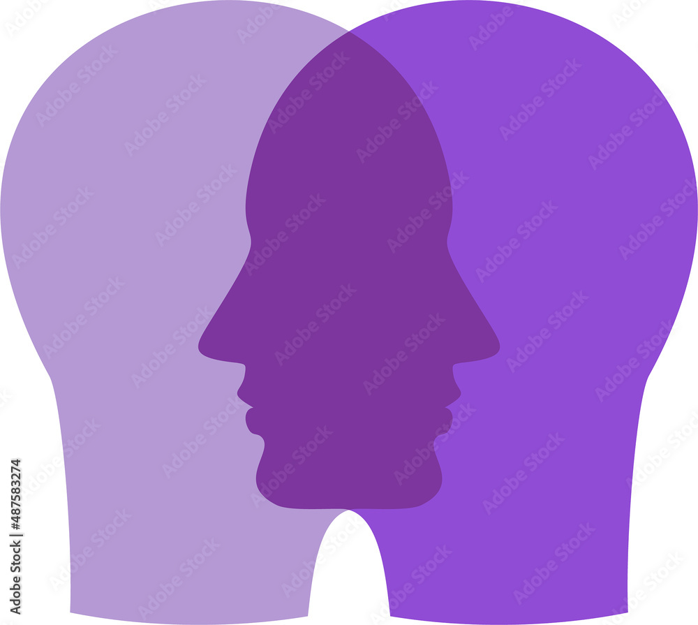 Human thinking. Human head with gears. Interaction between people. Communication and influence. Flat vector illustration Human thinking. Human head with gears. Interaction between people. Communication and influence. Flat vector illustration
