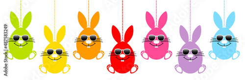 Set 7 Hängende Haseneier Sonnenbrille Farbe