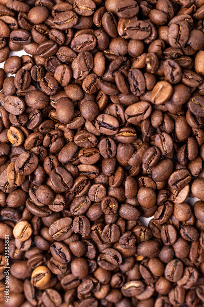 background of brown coffee beans without people