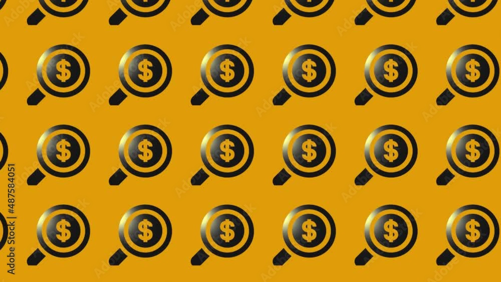 magnifier with dollar sign icon animation on yellow magnifier with dollar sign icon animation on yellow