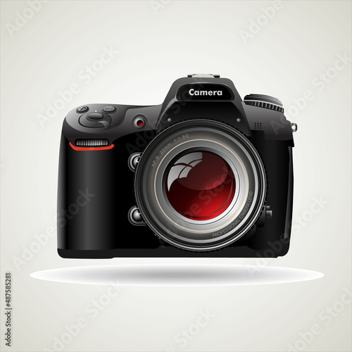 Dslr photo camera realistic design illustration isolated on white background