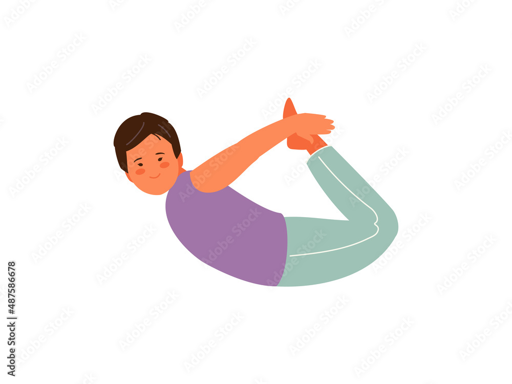 Boy child practicing yoga. Kids sports and leisure Boy child practicing yoga. Kids sports and leisure