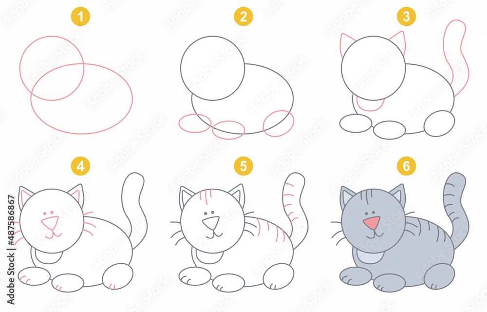 Instructions for drawing kitty. Step by step. Instructions for drawing kitty. Step by step.