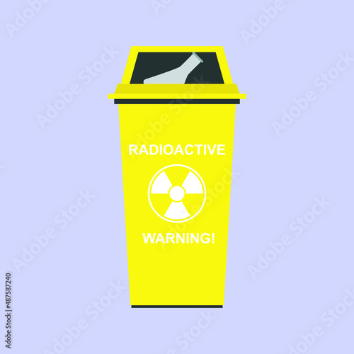 Radioactive Bin Cartoon Flat Vector