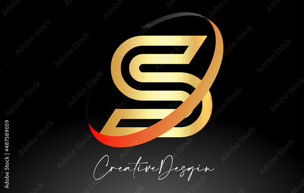 Outline Letter S Logo Design in Black and Golden Colors Vector Icon Outline Letter S Logo Design in Black and Golden Colors Vector Icon