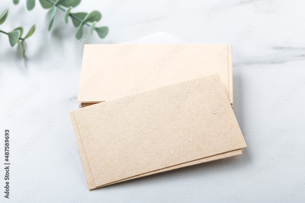 Fototapeta premium Business card kraft paper closeup