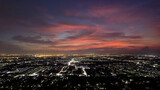 aerial view, night city view with night sky. natural winter night view in Thailand