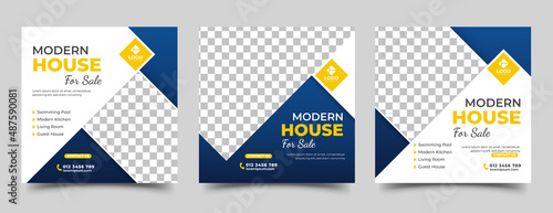 Set of House sale social media post template