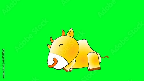Cartoon Cow Animation with Green Screen