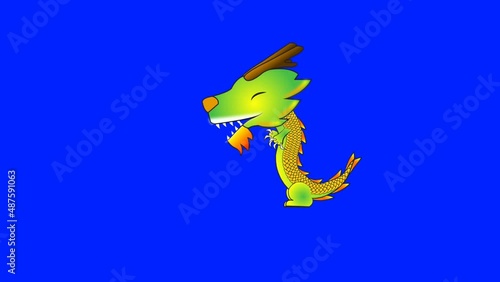 Cartoon Dragon Animation with Blue Screen