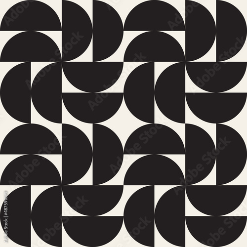 Vector seamless pattern. Repeating geometric elements. Stylish monochrome background design.