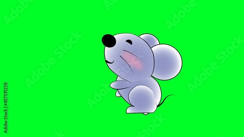 Cartoon Mouse Animation with Green Screen