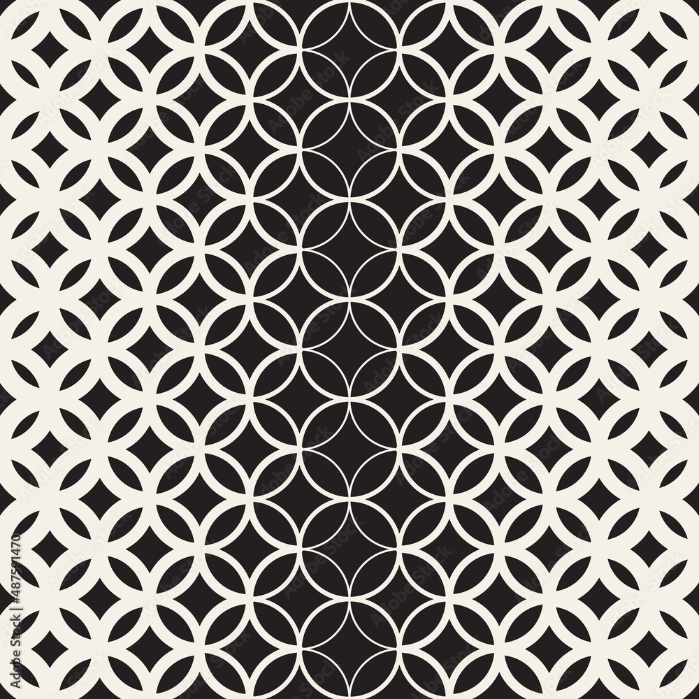 Fototapeta premium Vector seamless pattern. Repeating geometric elements. Stylish monochrome background design.