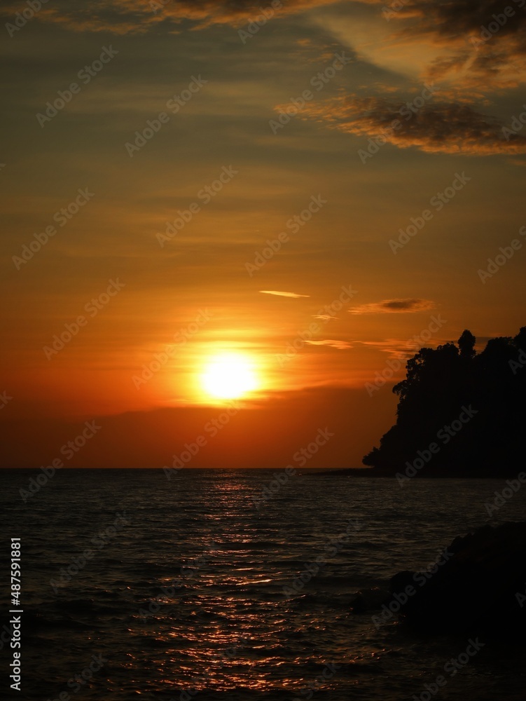 orange sunset over the sea