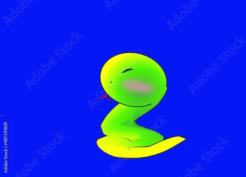Cartoon Snake Animation with Blue Screen