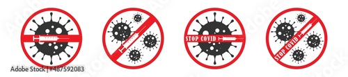 Stop covid icons set. Vector illustration.