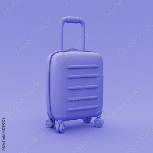 3d purple suitcase isolated,Tourism and travel concept ,holiday vacation,minimal style,3d rendering.