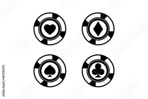 poker chips color vector icons collection