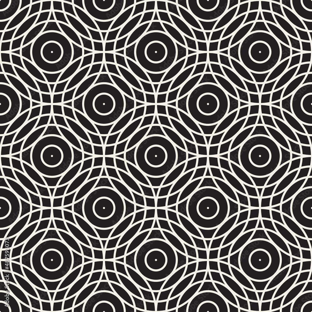 Vector seamless pattern. Repeating geometric elements. Stylish monochrome background design.