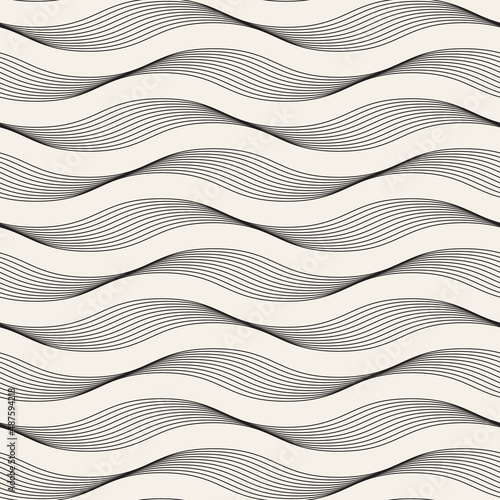Vector seamless pattern. Repeating geometric elements. Stylish monochrome background design.