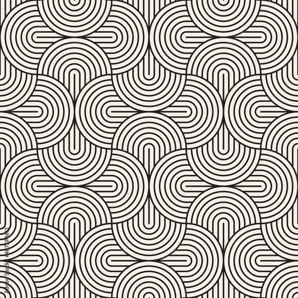 Fototapeta premium Vector seamless pattern. Repeating geometric elements. Stylish monochrome background design.