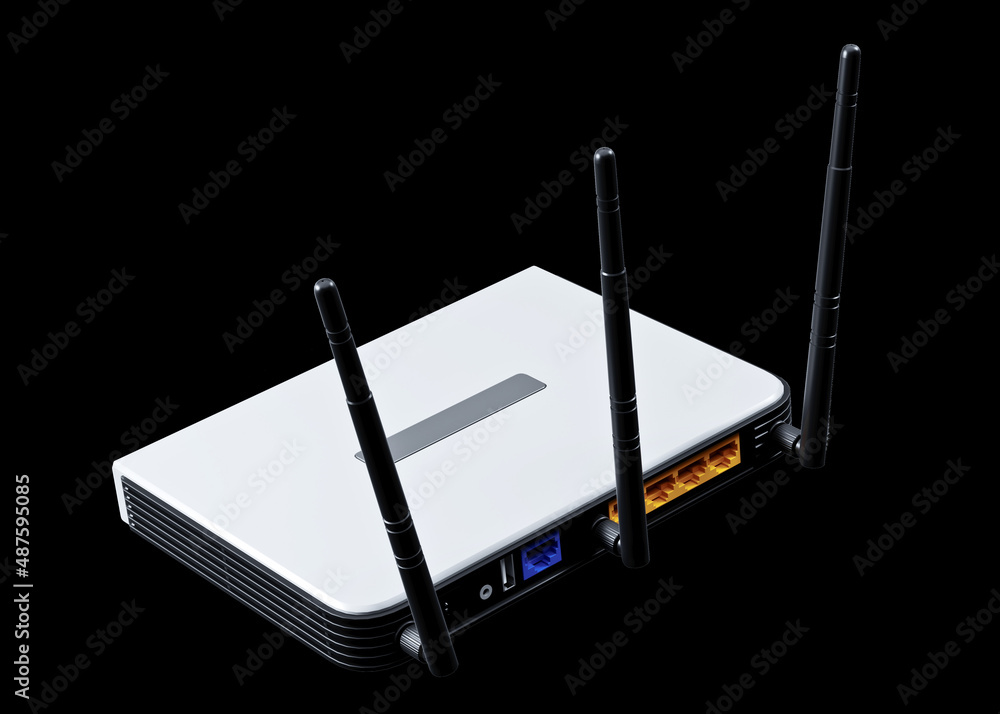 internet router 3d model isolated on black background internet router 3d model isolated on black background