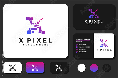 X logo with pixel, reference logo for your business