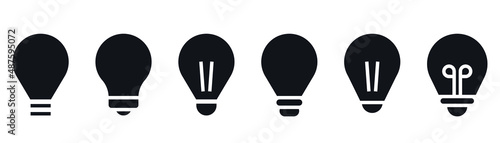 Lightbulb icon set. Glyph lamp icon. Idea symbol. Light bulb sign in glyph. Lamp vector illustration. Solid lightbulb icon. Stock vector illustration. photo