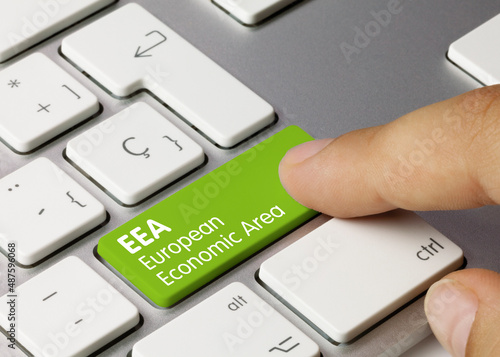 EEA European Economic Area - Inscription on Green Keyboard Key.