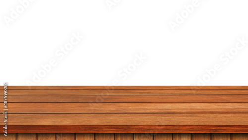 Wood table top on white background, Use as product display montage.