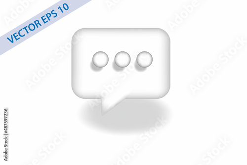 3d white speech bubble chat icon poster and sticker concept Banner isolated on white background
