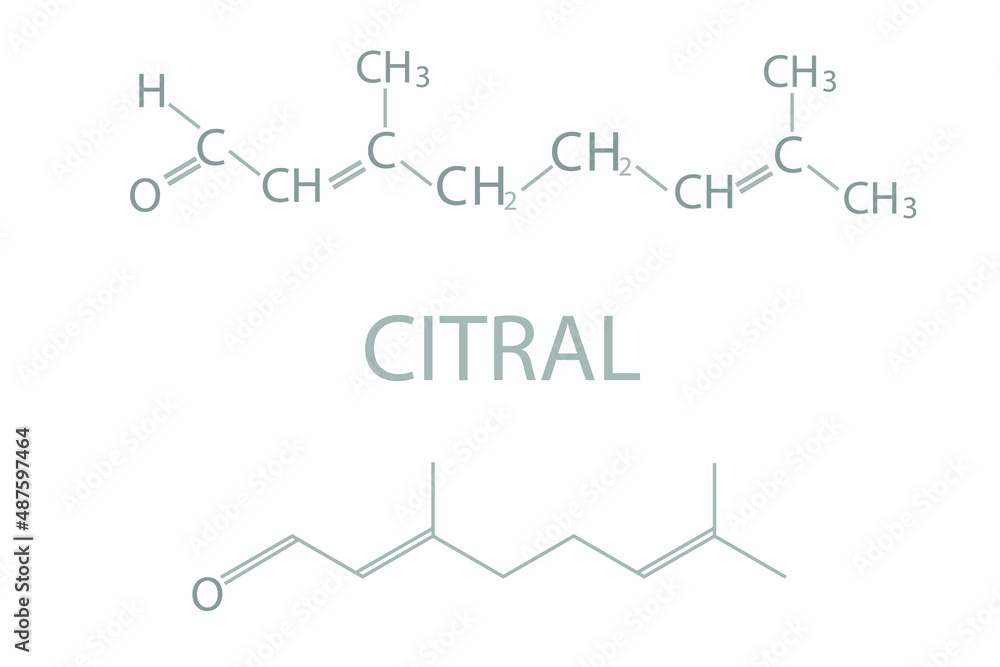 Citral molecular skeletal chemical formula Citral molecular skeletal chemical formula