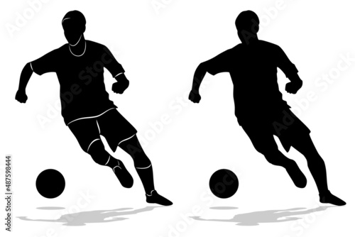 silhouette of soccer player, vector drawing