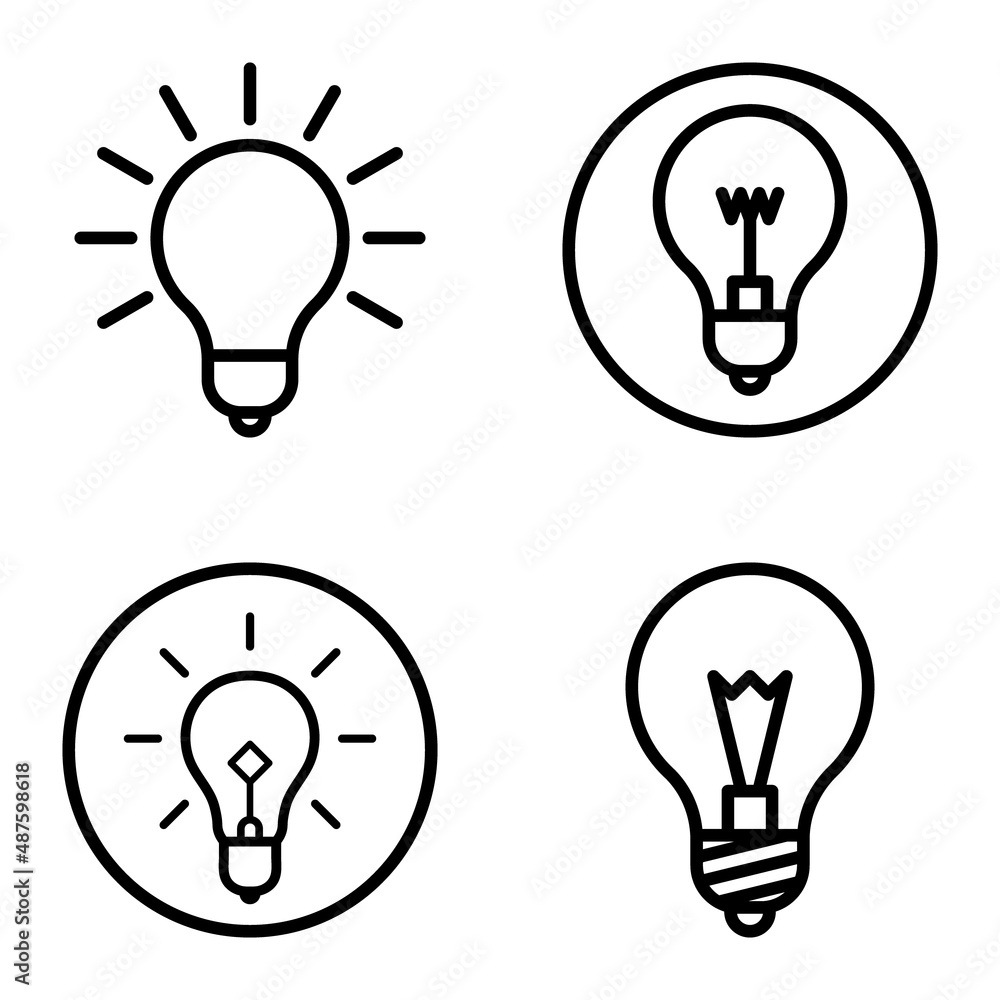 Lightbulbs1-3 Flat Icon Set Isolated On White Background Lightbulbs1-3 Flat Icon Set Isolated On White Background