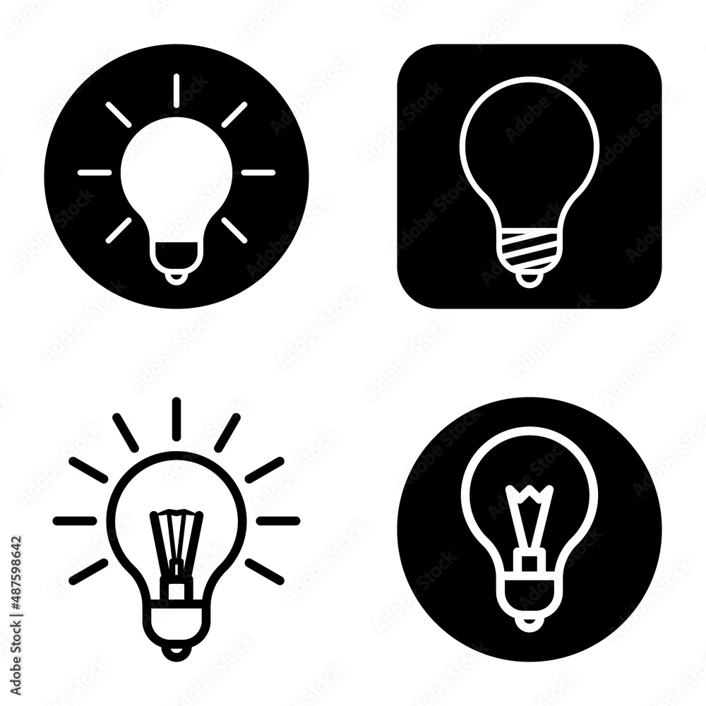 Lightbulbs1-3 Flat Icon Set Isolated On White Background Lightbulbs1-3 Flat Icon Set Isolated On White Background