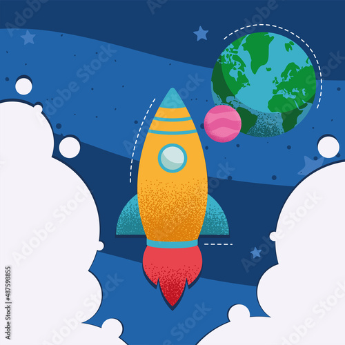 rocket in the space