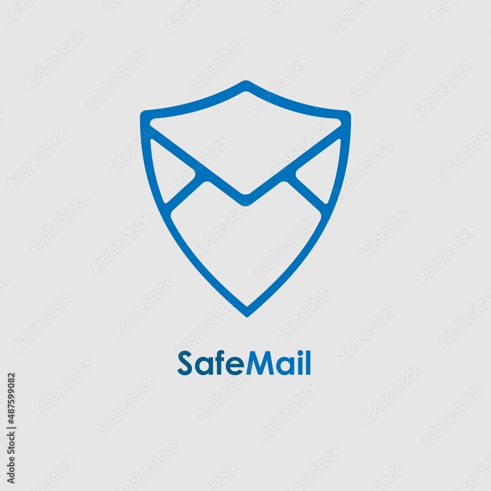 safe mail. outline shield mail protection logo safe mail. outline shield mail protection logo