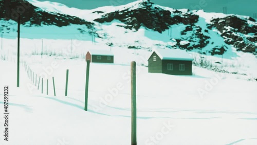 small wooden houses in Norway photo