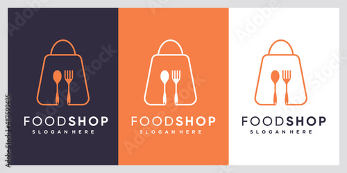 Food shop logo design with style and creative concept