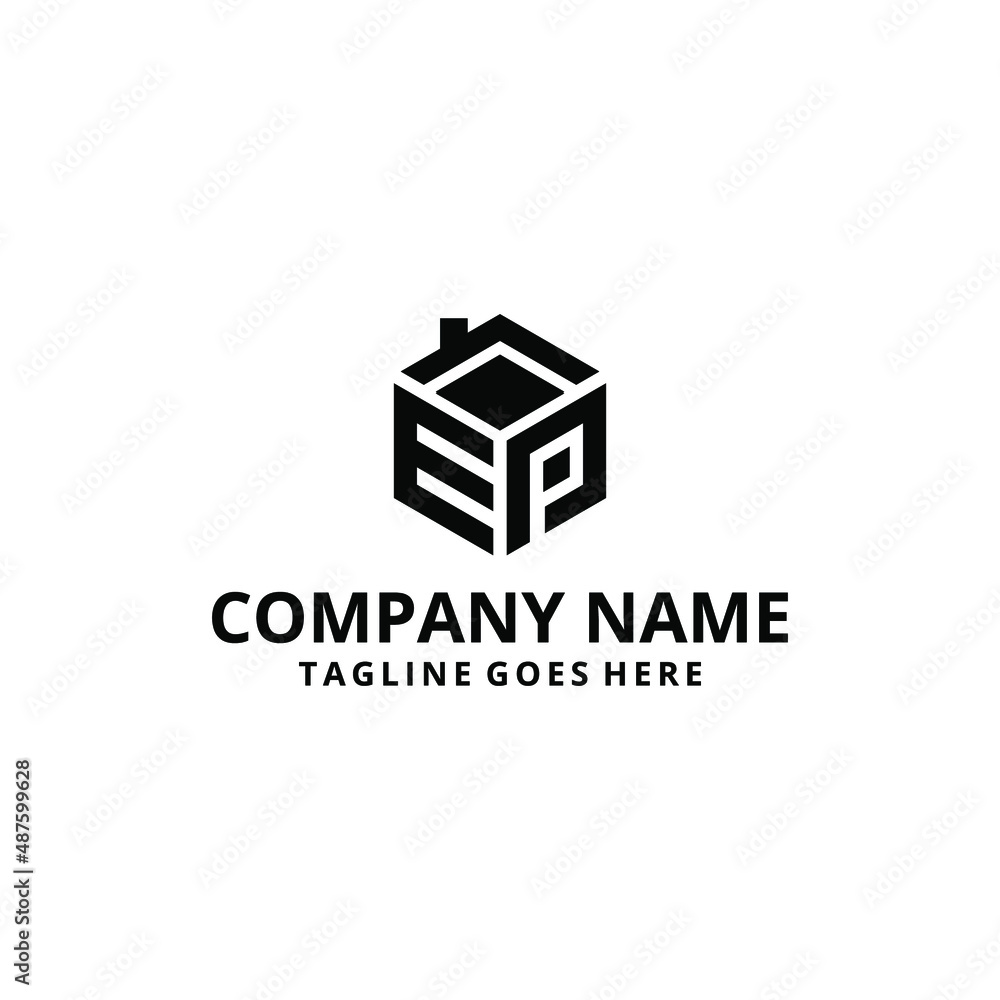 Logo, home, real estate template vector design with initials E P Vector Logo, home, real estate template vector design with initials E P Vector