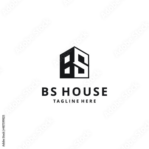 Creative modern abstract illustration BS house sign geometric logo design template