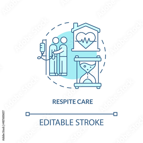 Respite care turquoise concept icon. Short-term assistance. Hospice service abstract idea thin line illustration. Isolated outline drawing. Editable stroke. Arial, Myriad Pro-Bold fonts used
