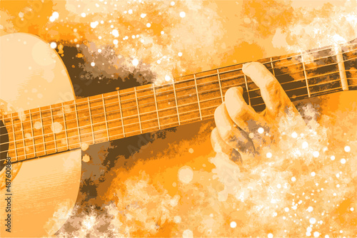 Guitar music illustration with abstract effects.