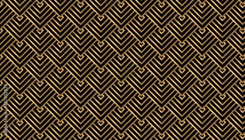 Luxury dark gold with square line pattern element. Vector elegant art nouveau backgrounds for poster, flyer, digital board. Golden feather concept. Art deco style.