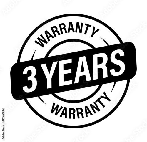 3 year waranty vector icon, three years warranty abstract, black inc olor photo